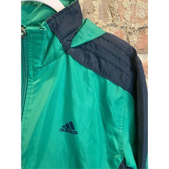 Adidas Emerald Green/Black Full Zip Windbreaker, Packable Hood, Men’s Size Mediu - Picture 4 of 13